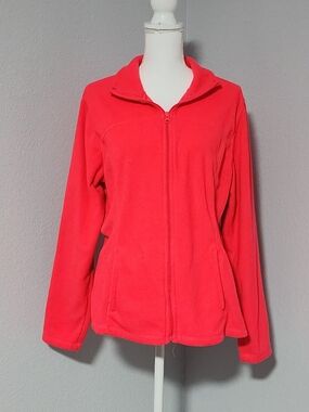 Old Navy Bright Pink Full Zip Fitted Fleece Sweater Womens Size Extra Large